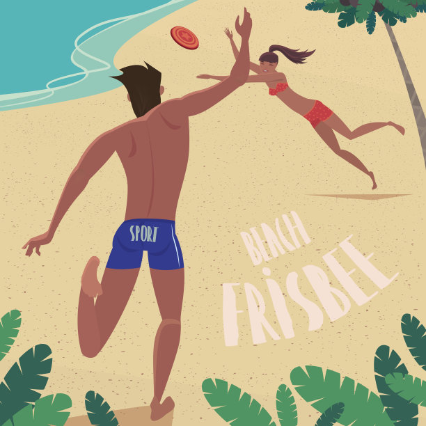 男生和女生互相扔飞盘图片下载