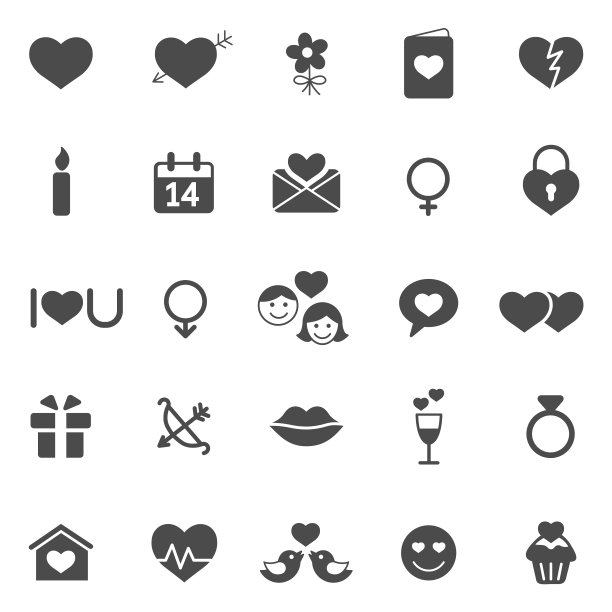 情人节图标集。图片下载