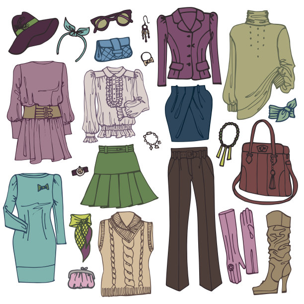 时尚的。女人的服装和配件集图片下载