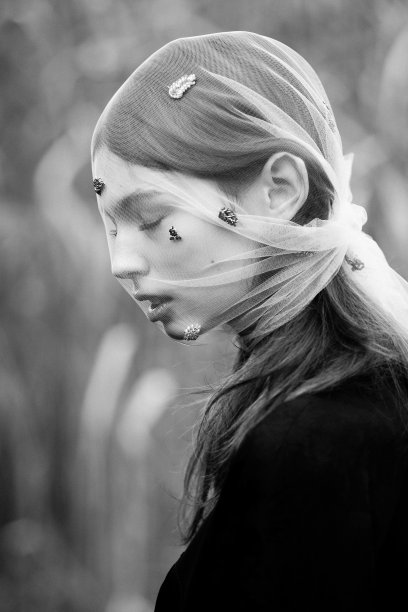 面纱时尚性感女人时尚照片红唇职业美女图片下载