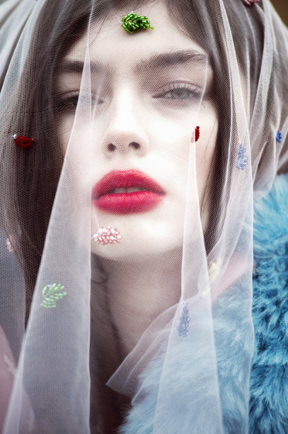 面纱时尚性感女人时尚照片红唇职业美女图片下载