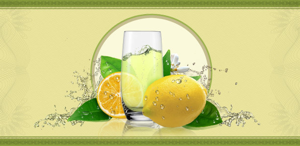 柠檬,饮料的标签。图片下载