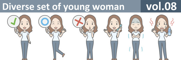 多样化的年轻女子套装，EPS10卷08图片下载