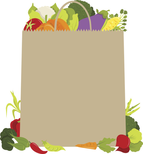 蔬菜棕色纸袋拷贝空间图片下载