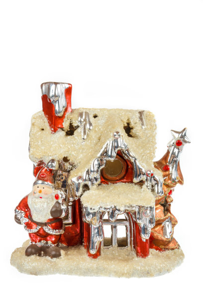 装饰红色的圣诞老人的房子装饰圣诞节或新年图片下载