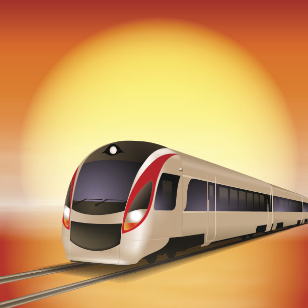 高速列车。日落时间。素材图片