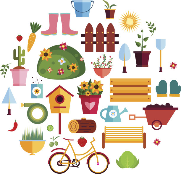 春天花园白色的平面图标。设计矢量图。组图片下载