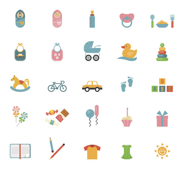 儿童玩具的扁平风格图片下载