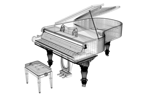 带路径的古董三角钢琴图片下载