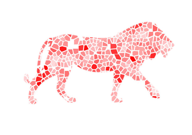 抽象的狮子，由色块组成。图片下载