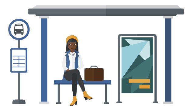 等公共汽车的女人图片下载