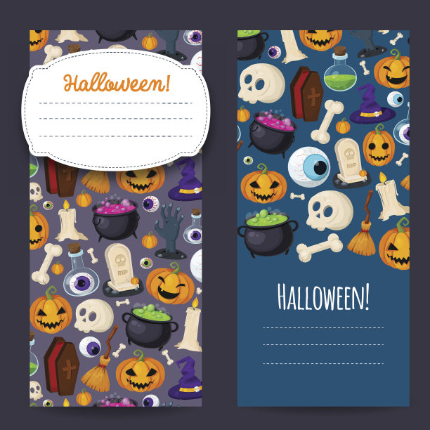 万圣节封面与传统图标为您的设计图片下载