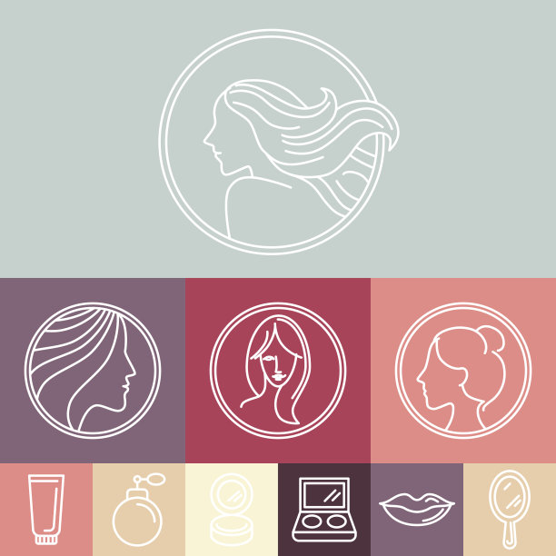 矢量妇女的脸在圆圈标志上图片下载