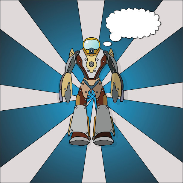 条纹背景上的微笑机器人图片下载