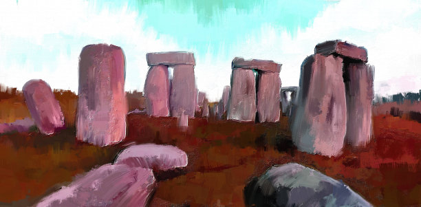 巨石阵的抽象数字绘画图片下载