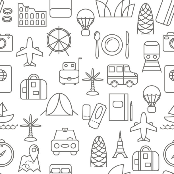 细线图标无缝图案图片下载