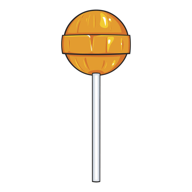 矢量单卡通橙色圆形棒棒糖图片下载