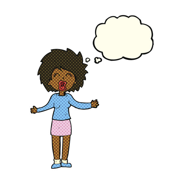 卡通大声的女人与思想泡泡图片下载