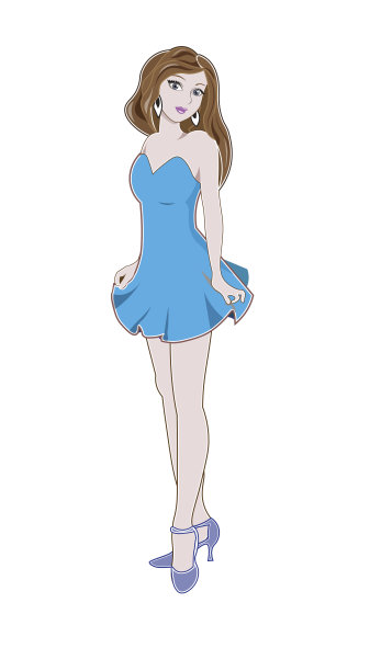 穿蓝裙子的女孩图片下载