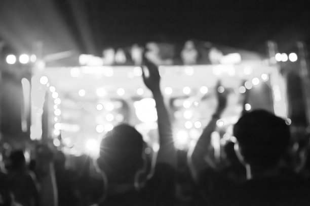 去焦点音乐乐队音乐会在黑色和白色图片下载