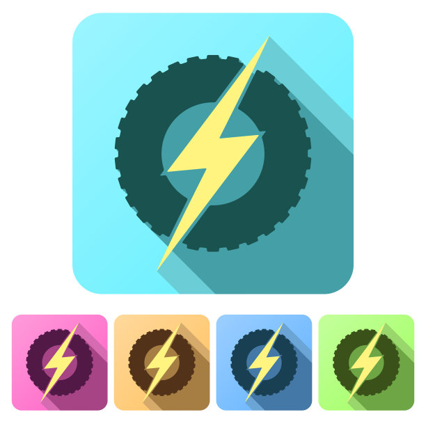 设置圆轮与闪电的平面图标。Eco电图片下载