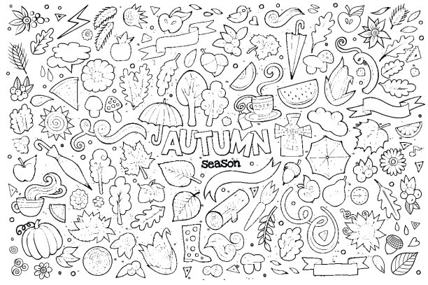 草图矢量手绘涂鸦卡通对象集图片下载