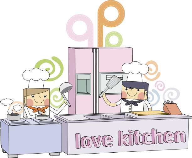 餐厅厨房厨师线人物插图图片下载