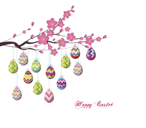复活节彩蛋挂在树上图片下载