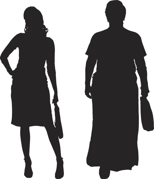 矢量剪影的女人。图片下载