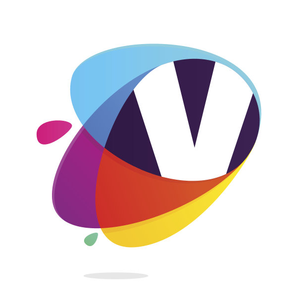 V字母与椭圆相交图标。图片下载