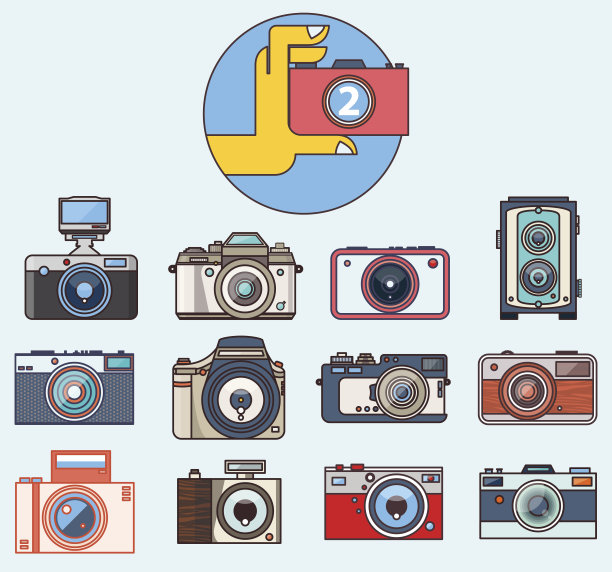 照片相机图标设置在平面风格图片下载