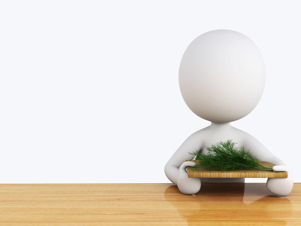 3d白人在厨房里吃健康食物图片下载