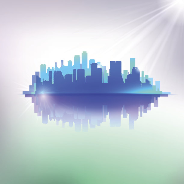 抽象的蓝色城市景观插图图片下载