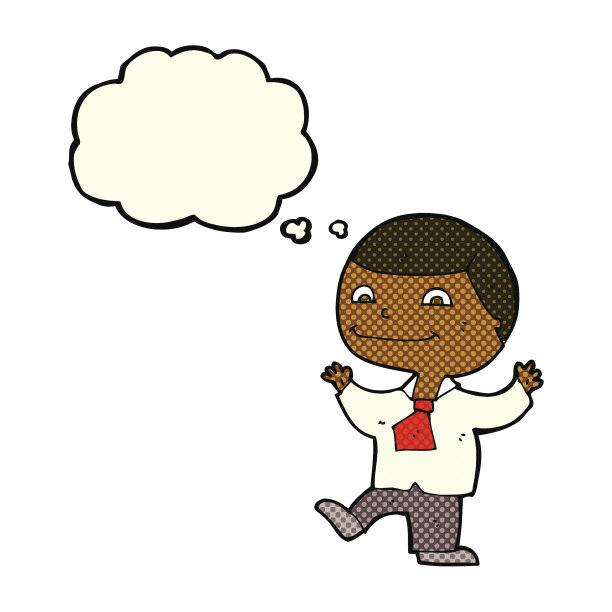 卡通快乐男孩与思想泡泡图片下载