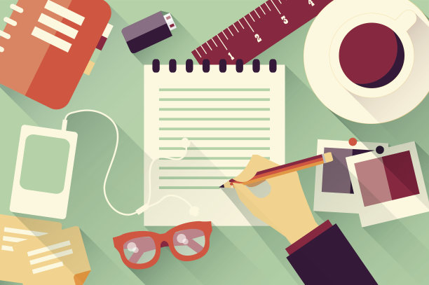 写进笔记本背景咖啡，照片，眼镜和闪光灯图片下载