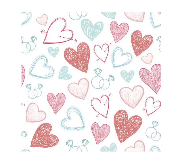 矢量无缝婚礼，情人节潮人手绘可爱的涂鸦图案图片下载