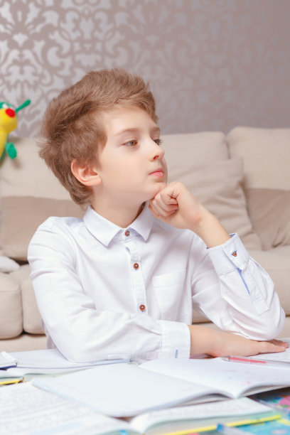 学校男孩做家庭作业图片下载