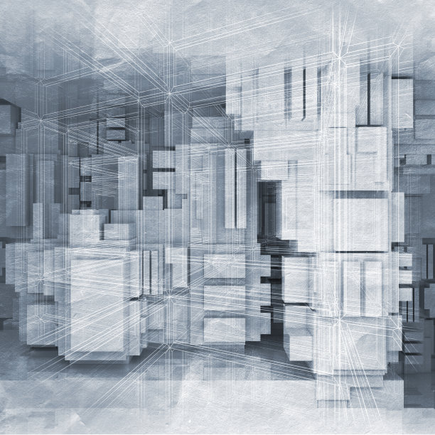 高科技背景与混沌立方体3d图片下载