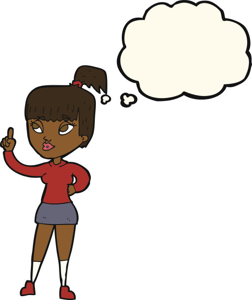 卡通美女用心思和思想泡泡图片下载