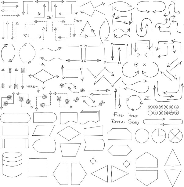 涂鸦流程图界面元素图片下载