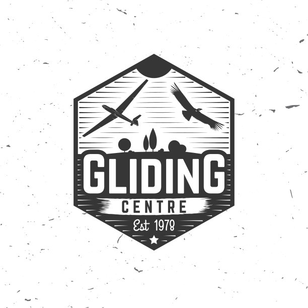 向量滑翔俱乐部复古徽章图片下载