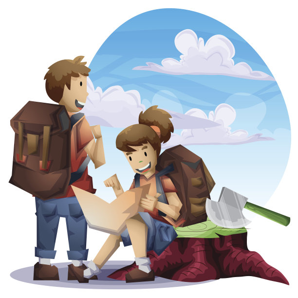 卡通矢量风景冒险主题图片下载