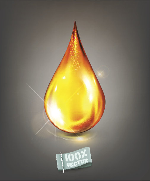 向量金色滴油在灰色的背景图片下载