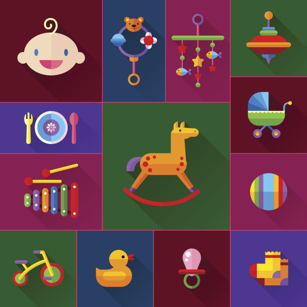 婴儿玩具图标套装图片下载