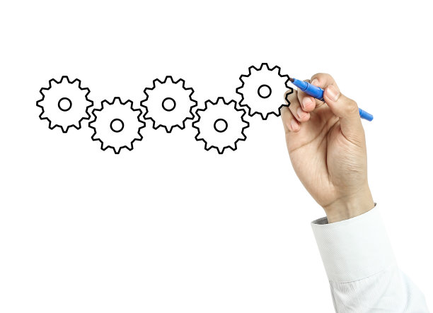 商人绘图齿轮概念图片下载