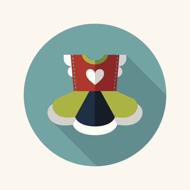 儿童连衣裙与长影子图标，eps10图片下载