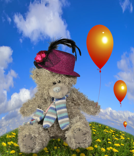 泰迪熊和气球。图片下载