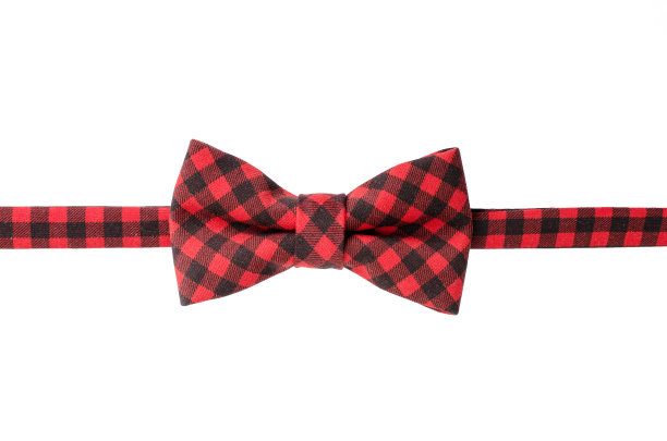 格纹潮人蝴蝶结孤立的白色背景图片下载