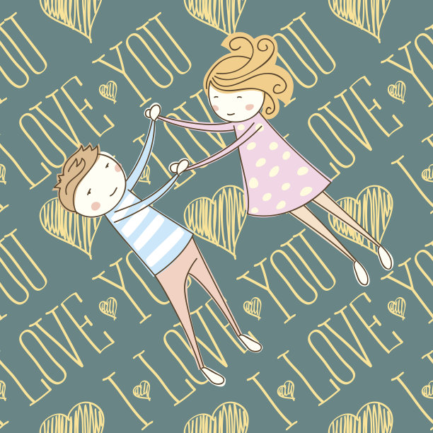 矢量无缝卡与夫妇图片下载