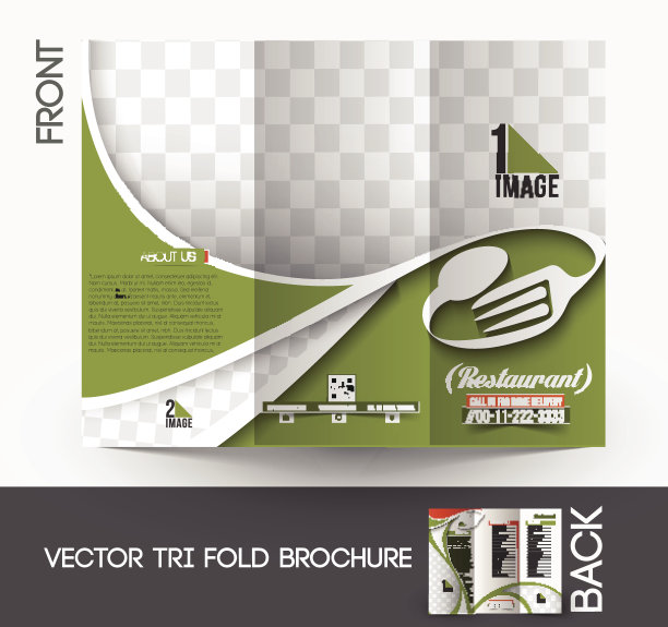 餐厅和酒店三折宣传册图片下载